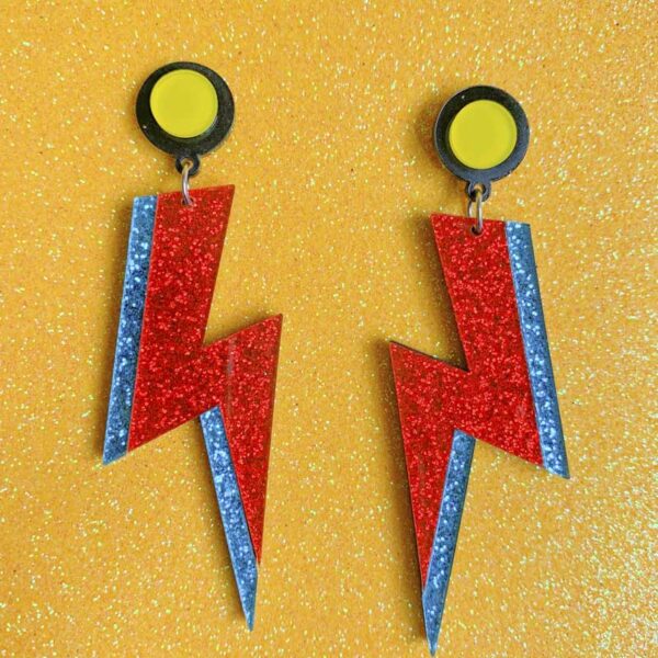 PENDIENTES RAYO BOWIE ROJO