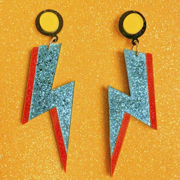 PENDIENTES RAYO BOWIE AZUL